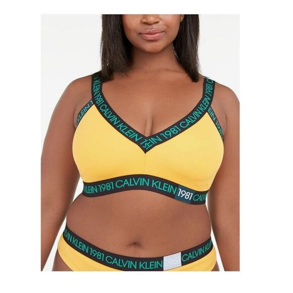 Calvin Klein Plus 1981 Bold Cotton Unlined Triangle Bralette Trippy Size 2X - Picture 1 of 1